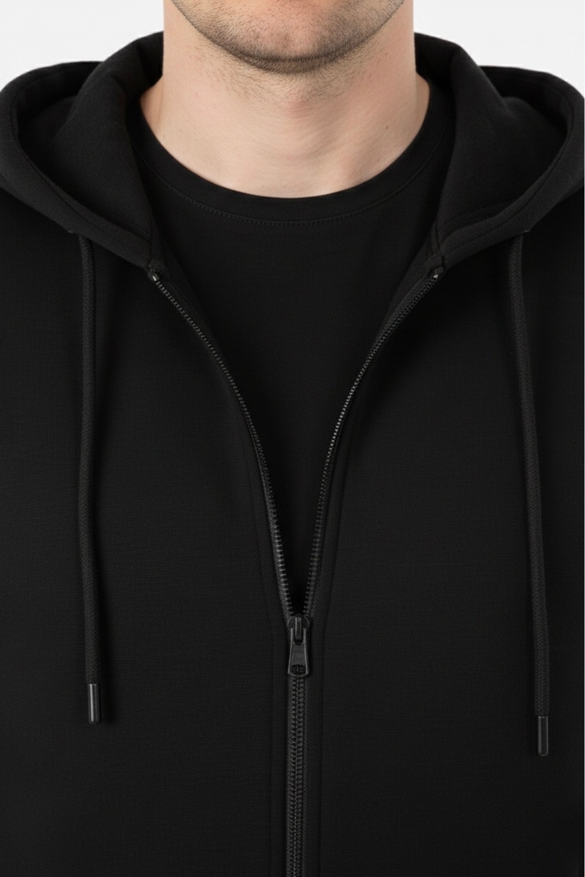 assef  Erkek Pamuklu Şardonlu Kapüşonlu Slim Fit Çift Cepli Polar Ceket Hırka - Görsel 6