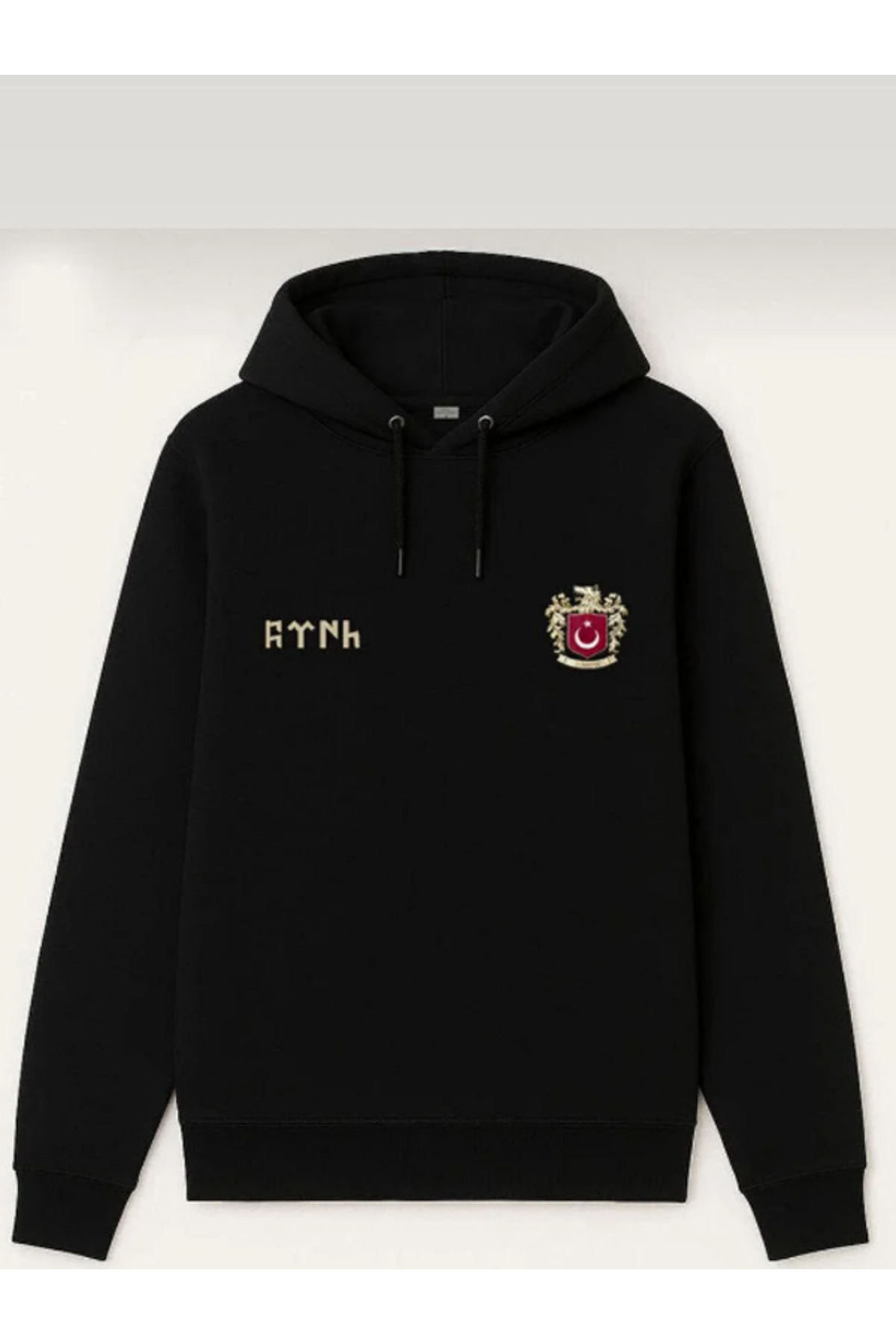 Genel Markalar Türk Bozkurt Göktürkçe Yazılı Baskılı Yetişkin Çocuk Siyah Kapüşonlu Sweatshirt Hoodie