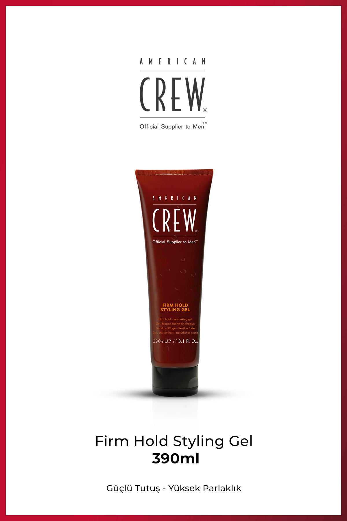American Crew Firm Hold Gel 390 ml – Maksimum Tutuş Islak Görünüm Saç Jölesi — 669316076026