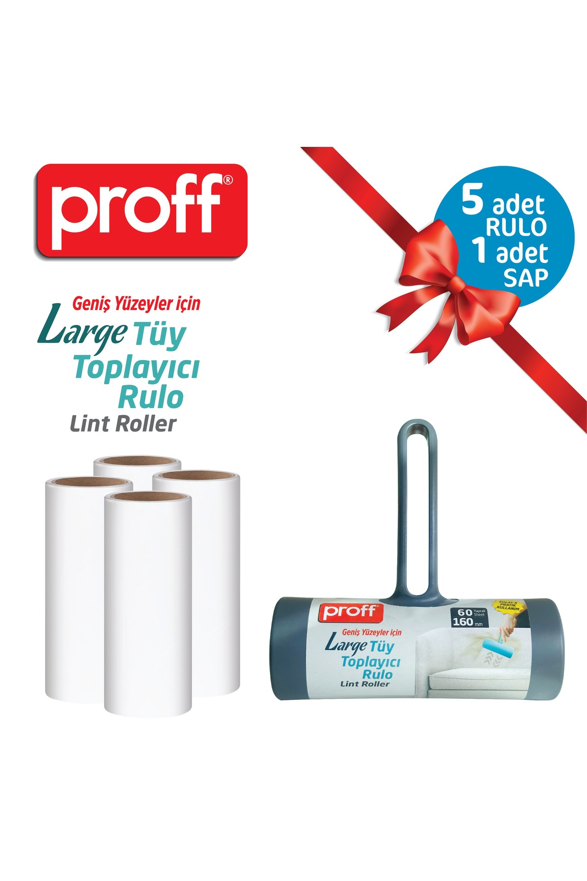 Proff Large Tüy Toplayıcı + 4 Rulo Yedek (5X60=300 Yaprak