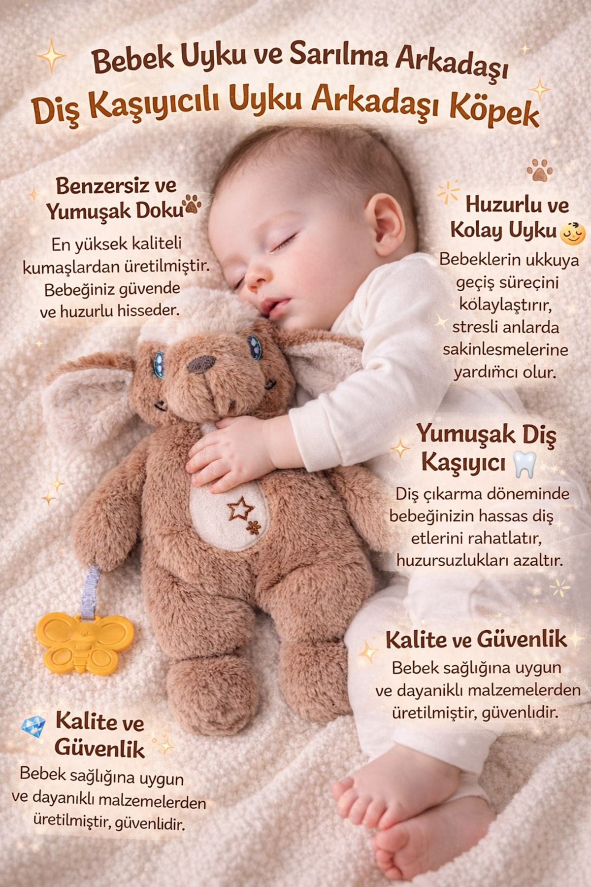 Budizzz Bebek Uyku ve Sarılma Arkadaşı | Diş Kaşıyıcılı Uyku Arkadaşı Köpek fotoğrafı 2 (önizleme)