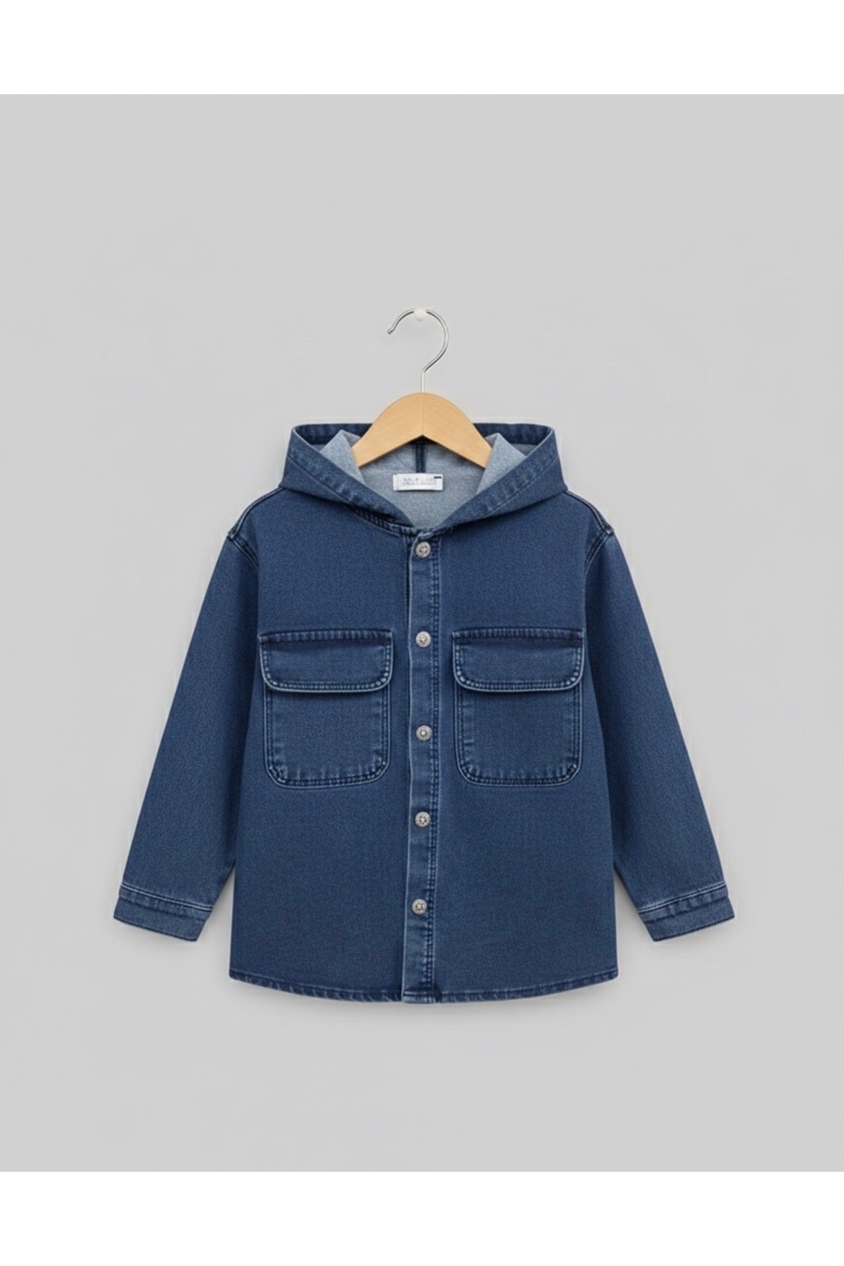 Esprix Kids  Kapüşonlu Çift Cepli Erkek Çocuk Kot Ceket - Mavi Denim