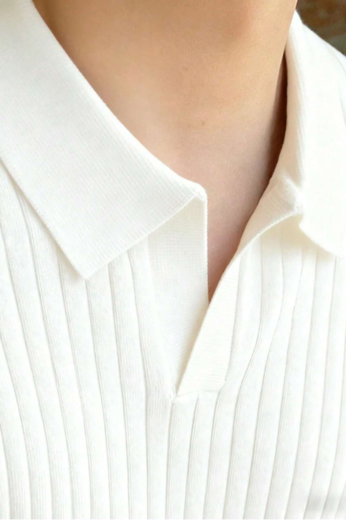 COOL TARZ  Erkek Beyaz Polo Yaka Fitilli Triko Kazak - Görsel 3