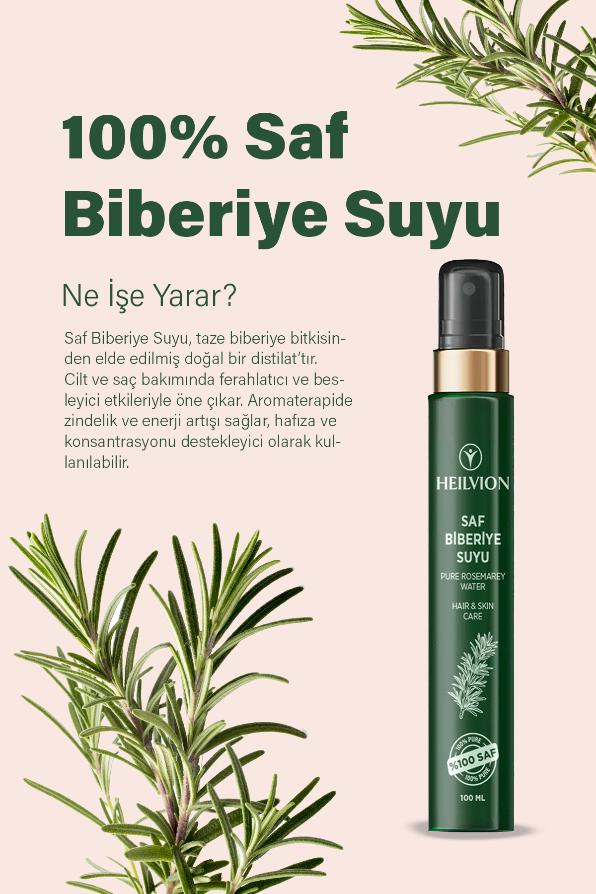 Biberiye Suyu Saç Dökülme Karşıtı ve Hızlı Saç Uzatma Etkili Saf Saç Toniği 100 ml — BBRYSU01 — تصویر 6 از 7