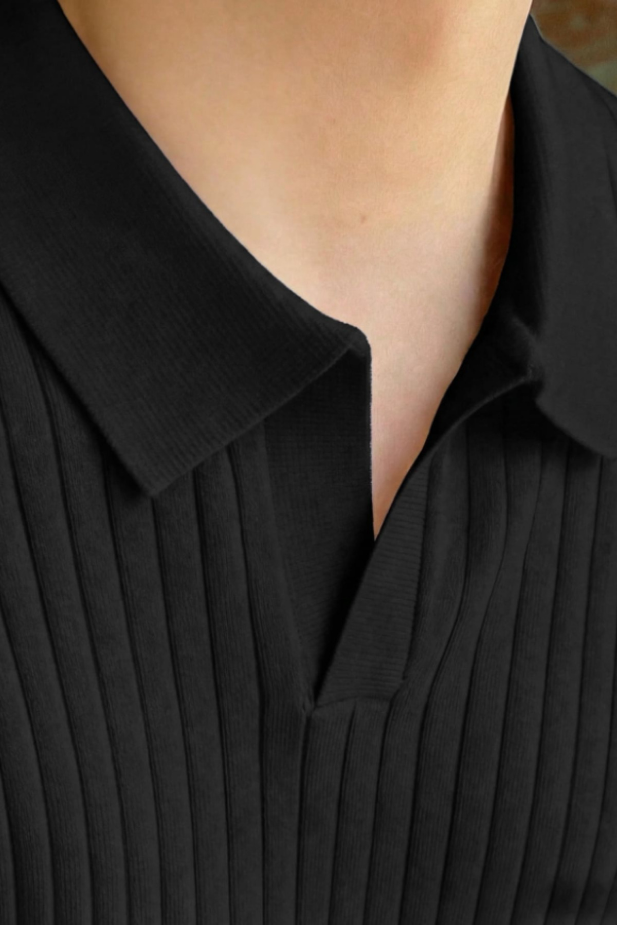 COOL TARZ  Siyah Erkek Polo Yaka Fitilli Triko Kazak - Görsel 5