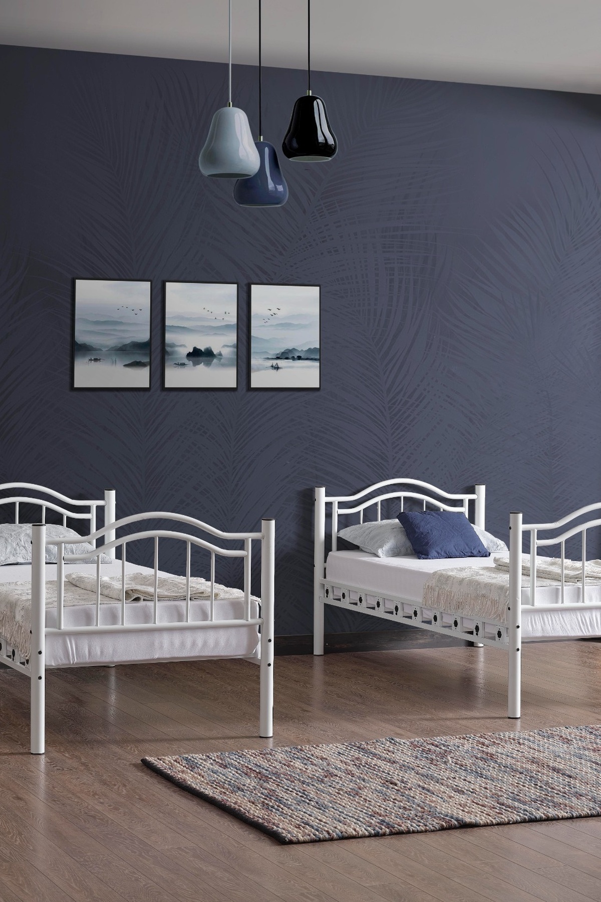 Resim ARGİMO Belinay Genç Çocuk Odası Metal Ranza Ve Karyola 90x190 Beyaz 