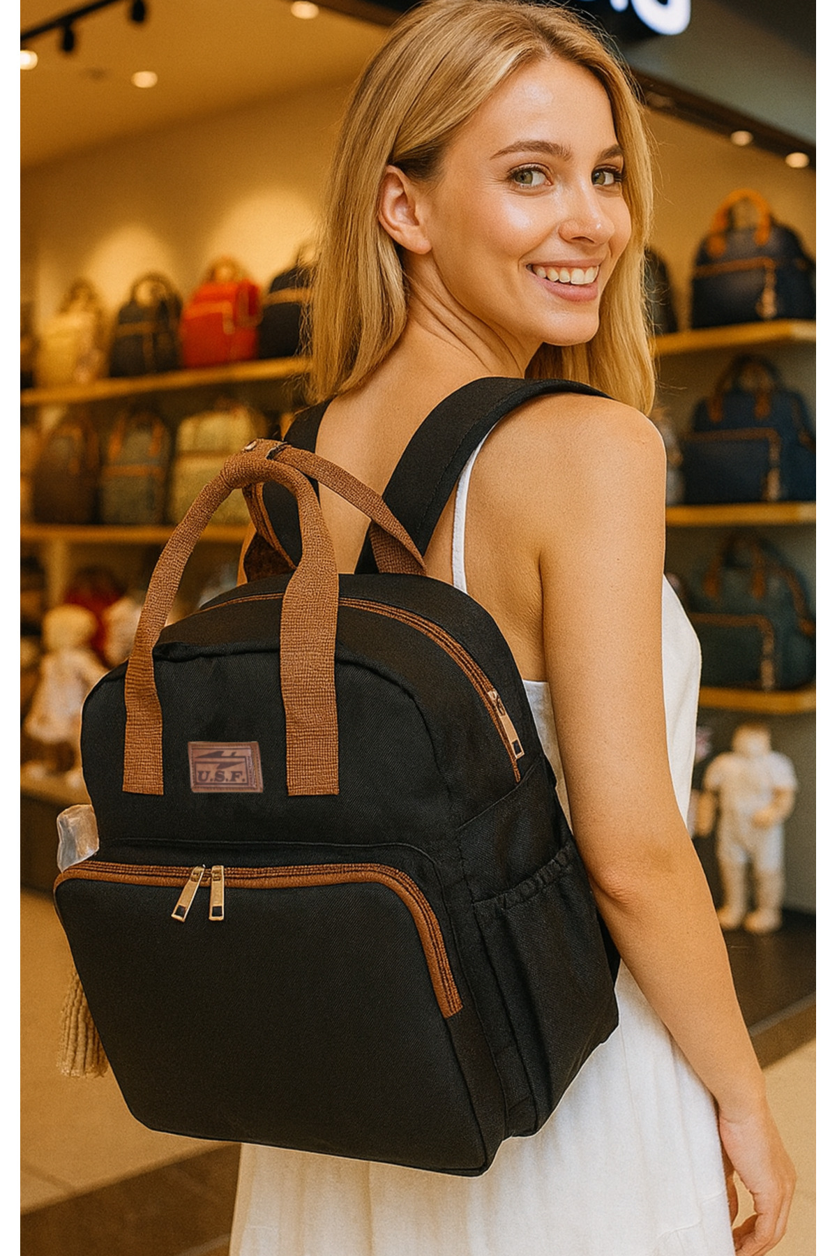 USF Anne Bebek Bakım Sırt Çantası Hastane Çıkışı El ve Omuz Çantası 2 Li Set fotoğrafı 4 (önizleme)