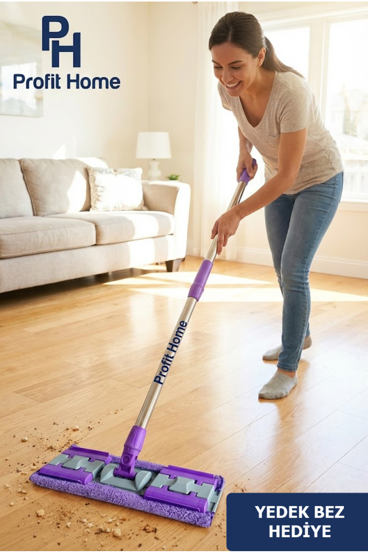 Profit Home Mandallı Mop Temizlik Seti, Istediğin Bezi Tak, Yer