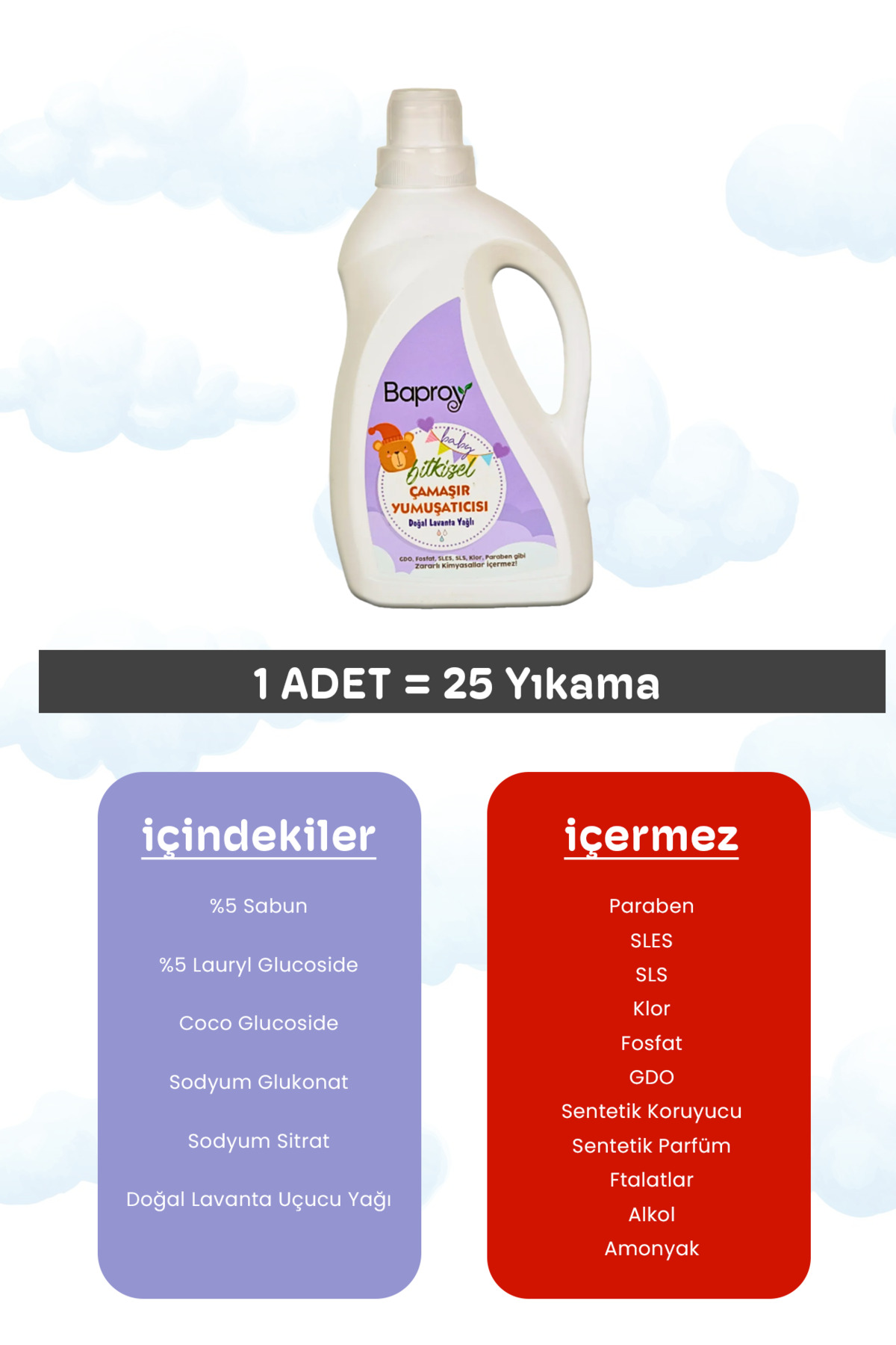Baproy Bebekler Için Bitkisel Çamaşır Yumuşatıcısı Doğal Lavanta Yağlı 1 Litre fotoğrafı 2 (önizleme)