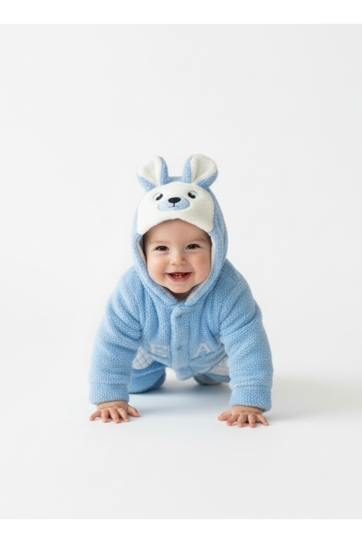 Bebemio Boutique Peluş Ayıcıklı Bebek Tulumu Kışlık Takım Kapşonlu Welsoft Ayı Nakışlı Kulak Ve Ponpon Detaylı fotoğrafı 3 (önizleme)