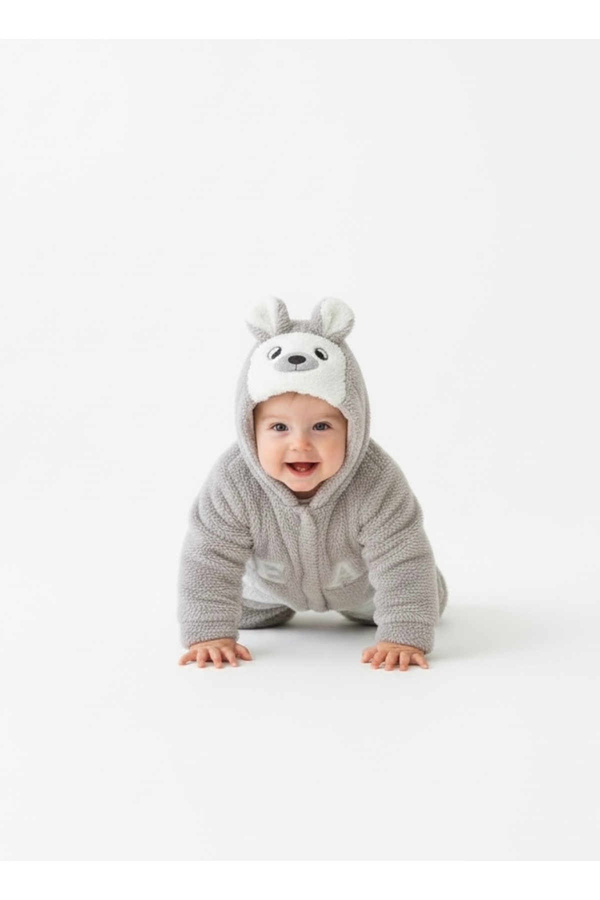 Bebemio Boutique Peluş Ayıcıklı Bebek Tulumu Kışlık Takım Kapşonlu Welsoft Ayı Nakışlı Kulak Ve Ponpon Detaylı fotoğrafı 3 (önizleme)