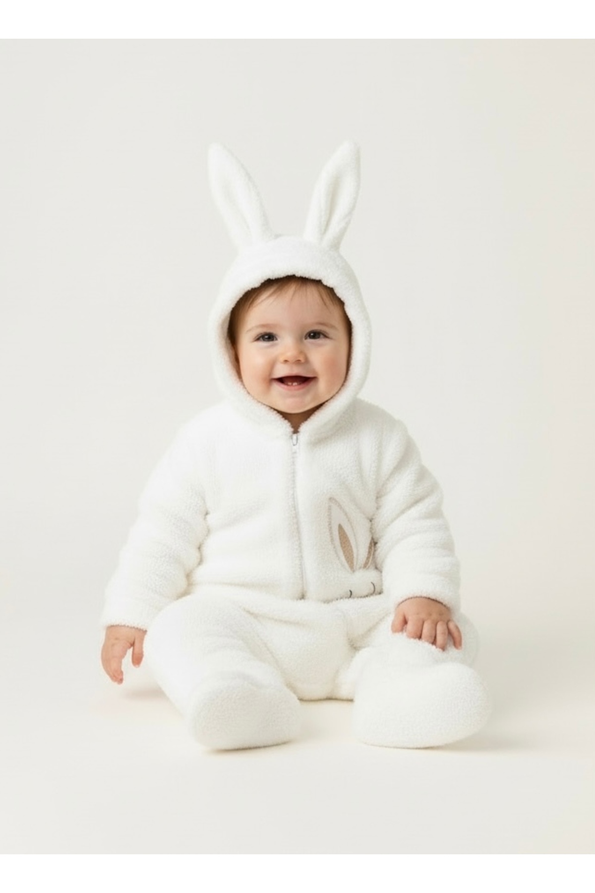 Bebemio Boutique Tavşan Figürlü Kulaklı Welsoft Bebek Tulum – Kapüşonlu, Yumuşak Peluş, Kışlık Unisex Bebek Tulum, fotoğrafı 2 (önizleme)