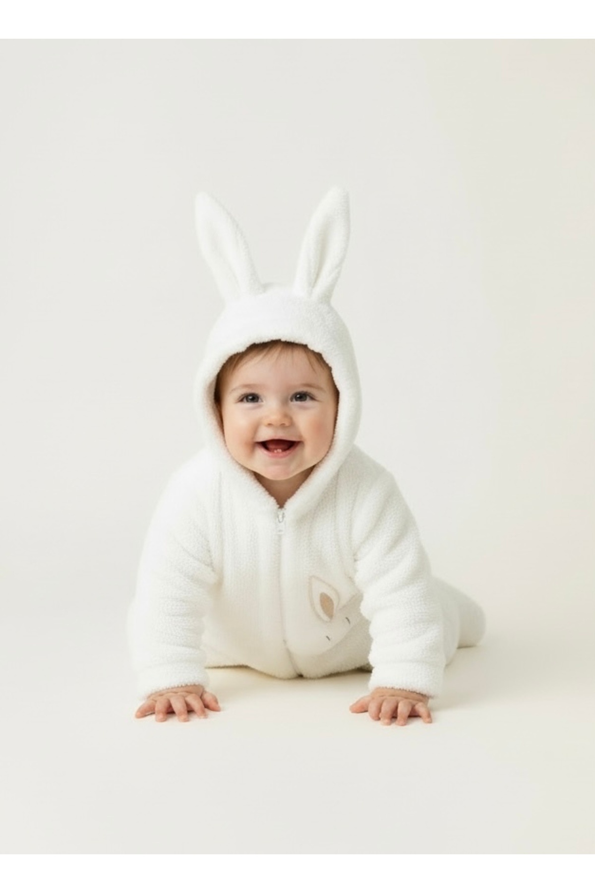 Bebemio Boutique Tavşan Figürlü Kulaklı Welsoft Bebek Tulum – Kapüşonlu, Yumuşak Peluş, Kışlık Unisex Bebek Tulum, fotoğrafı 3 (önizleme)