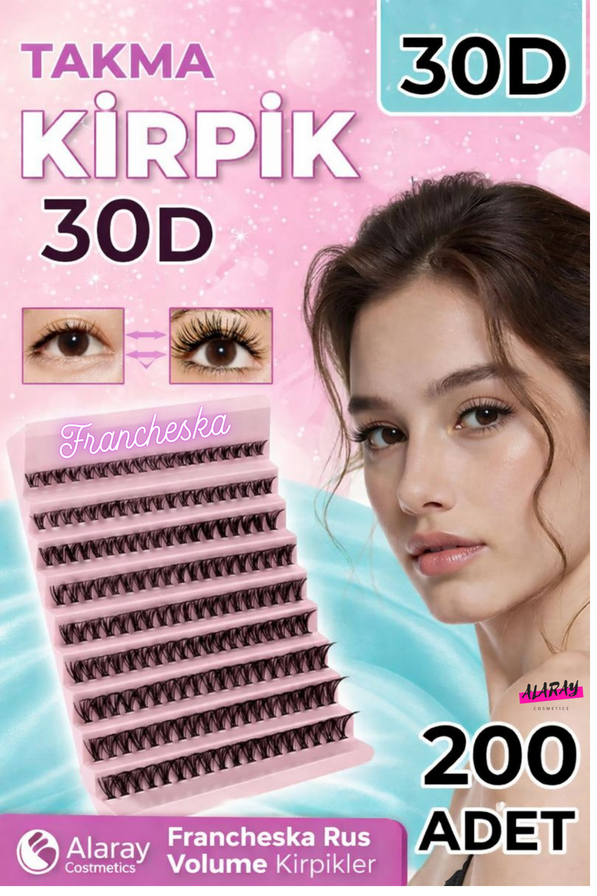 Rus Volume 30d Takma Ipek Kirpikler Mix Kendin Yap Seti -yapıştırıcı Ve Cımbız Ile 20 Uygulama — rusmega30dset — تصویر 8 از 9