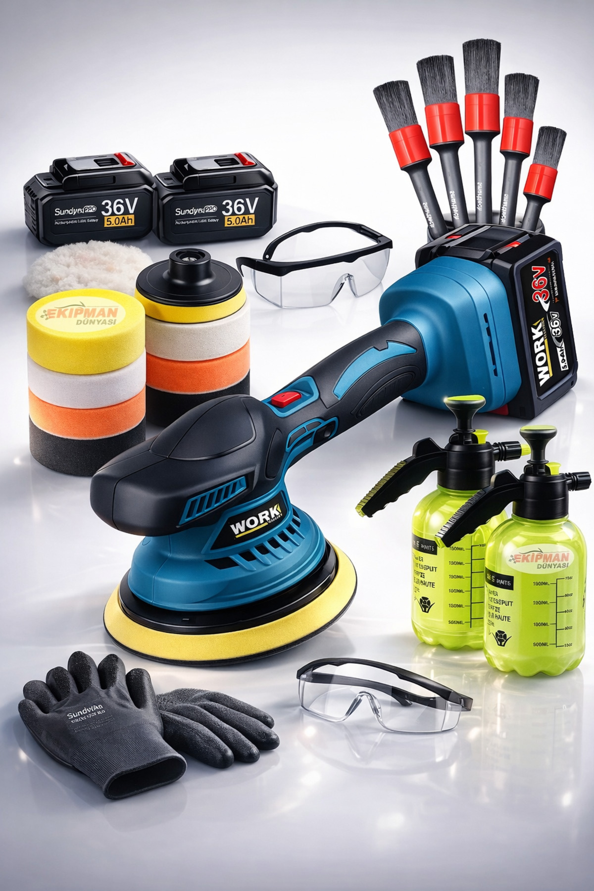 WORKMASTER Akülü Polisaj Makinesi 36V Orbital Pasta Cila Parlatma