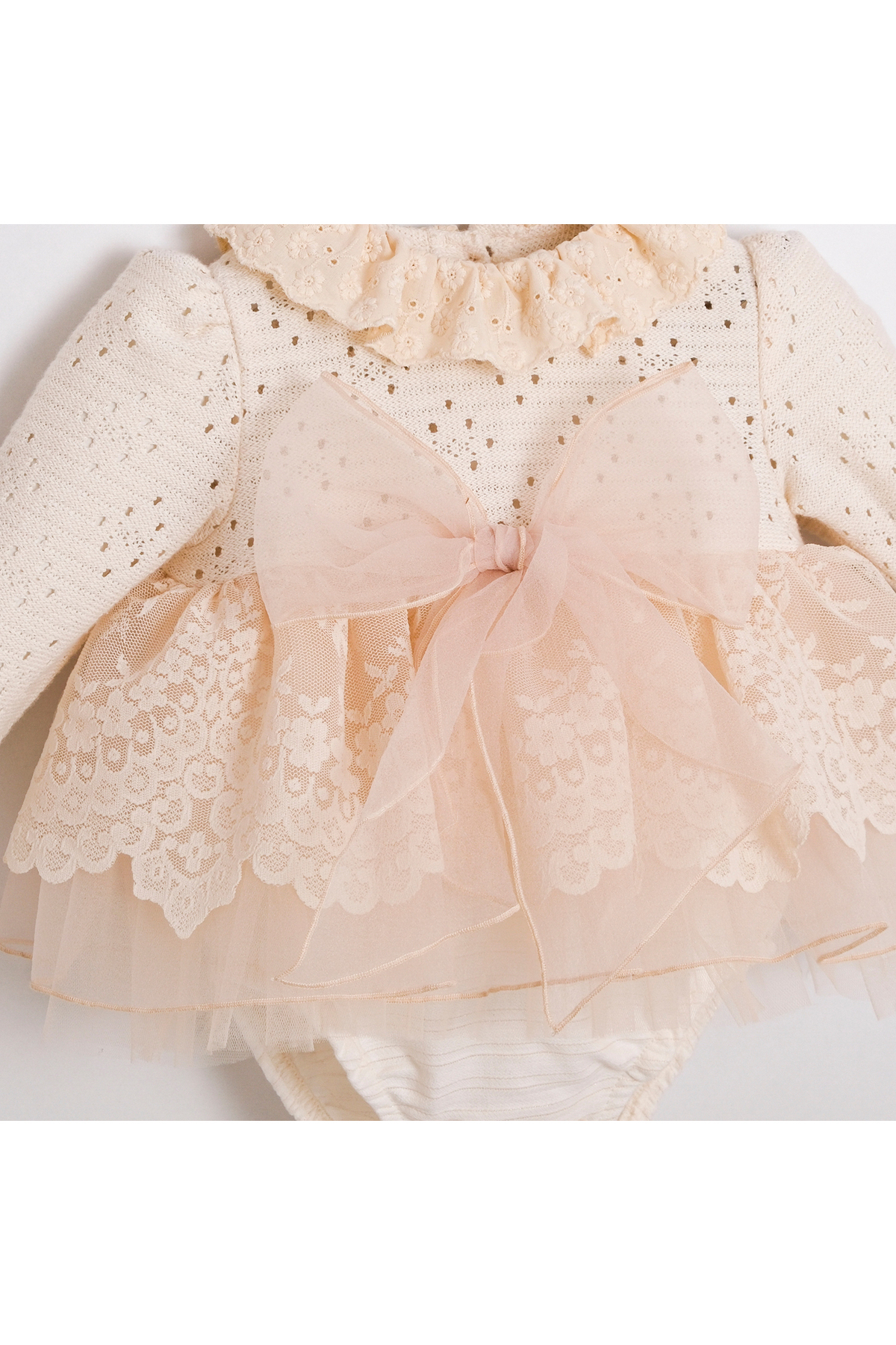 ministok Alice Fırfır Yakalı Tütü Etekli ve Saç Aksesuarlı Bebek Romper fotoğrafı 3 (önizleme)