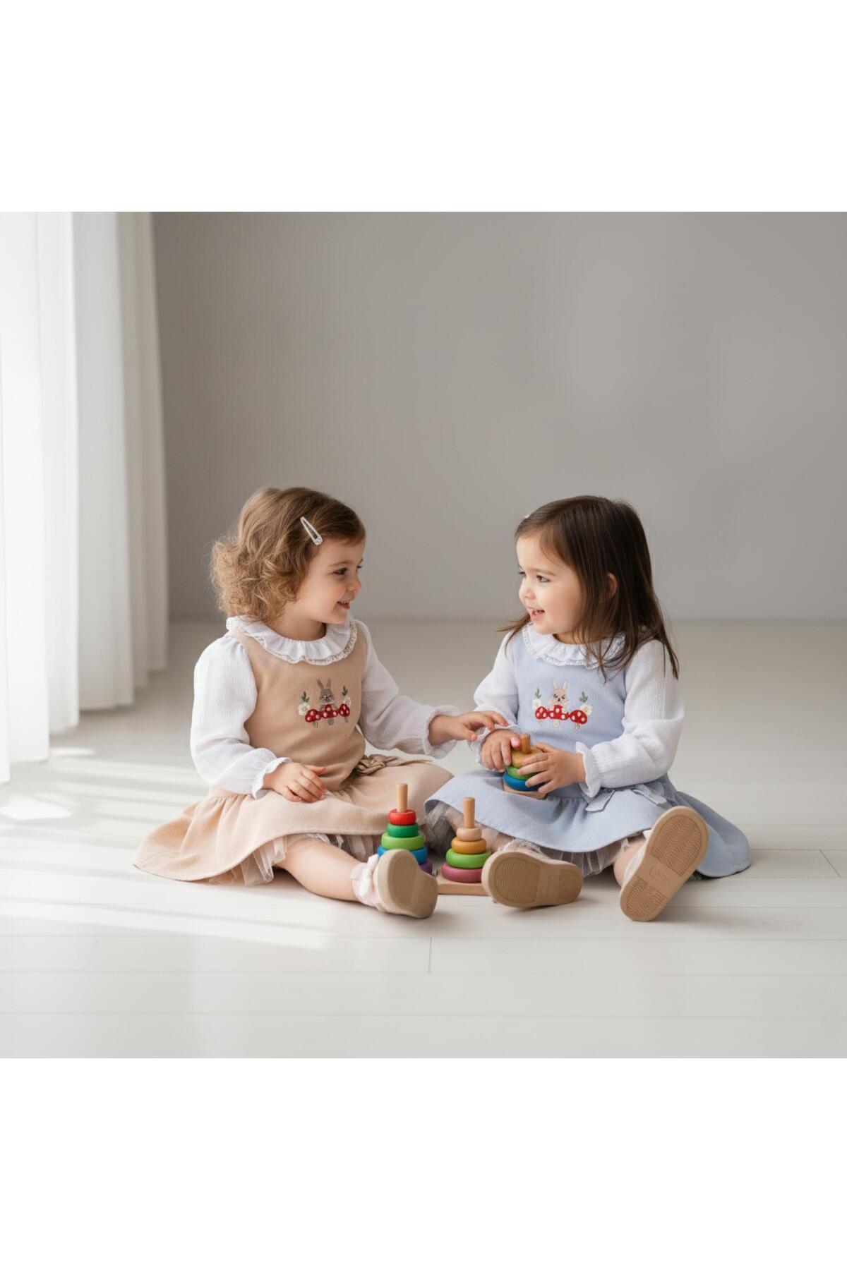 ministok Rabit Nakışlı Kız Bebek Gömlekli Jile Takım fotoğrafı 3 (önizleme)