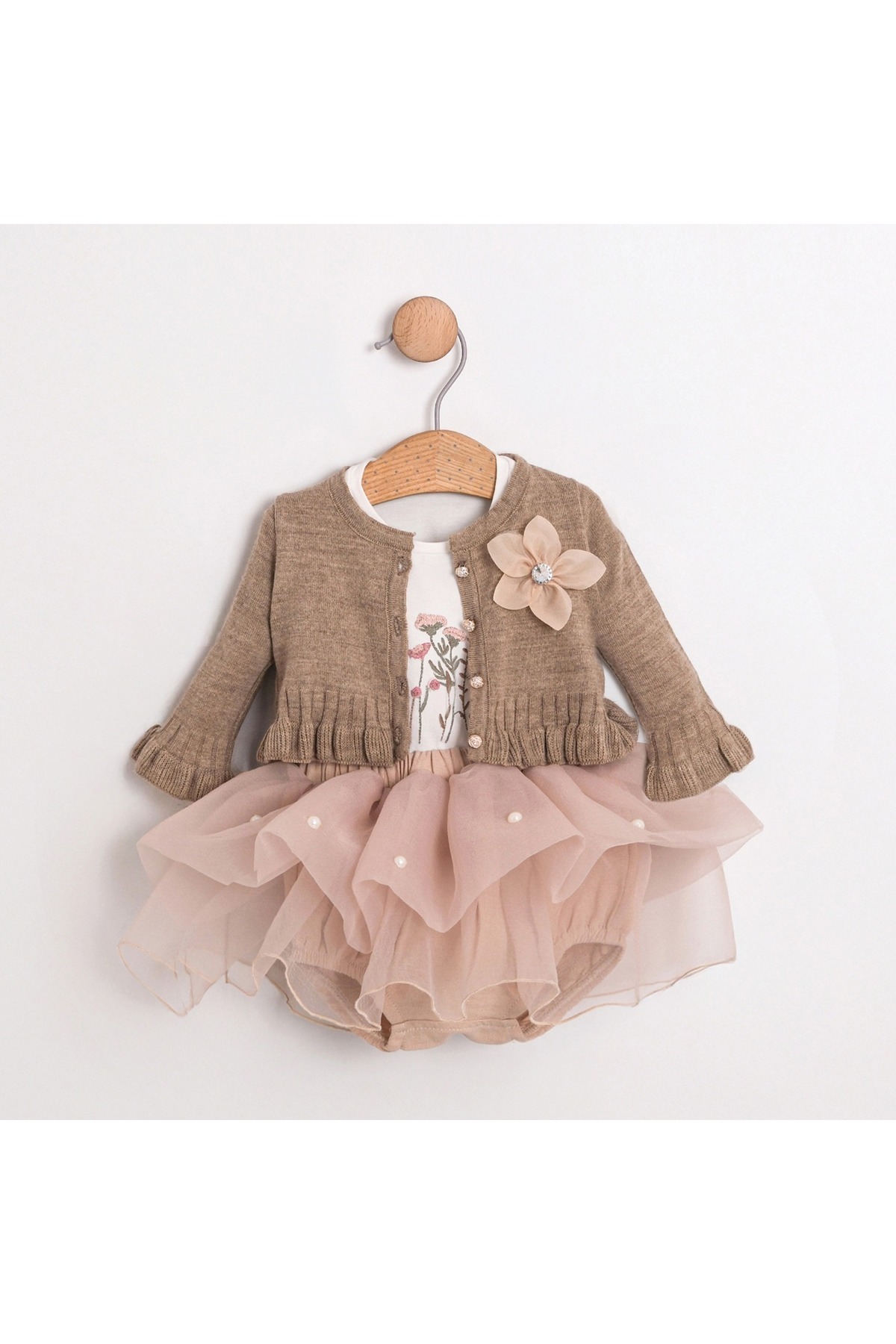 ministok Monica Hırka ve Tütü Etekli 3'lü Kız Bebek Takım fotoğrafı 3 (önizleme)