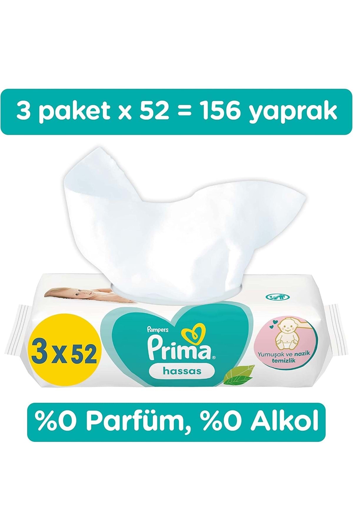 Prima Islak Havlu 3 Paket 156 Yapraklı Sensetive Islak Mendil fotoğrafı 2 (önizleme)