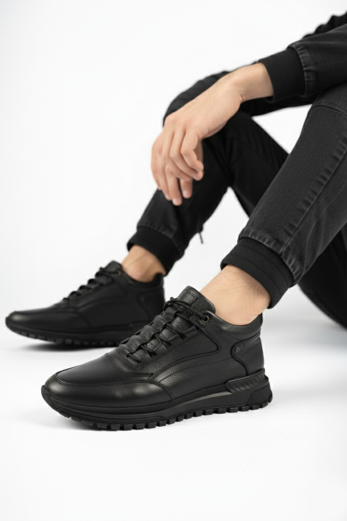 Deripabuc  Hakiki Deri Siyah Erkek Deri Bot Mrd16-102500