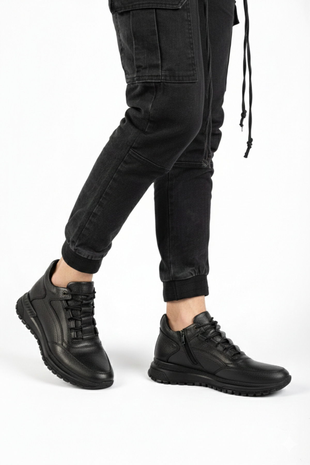 Deripabuc  Hakiki Deri Siyah Erkek Deri Bot Mrd16-102500 - Görsel 4