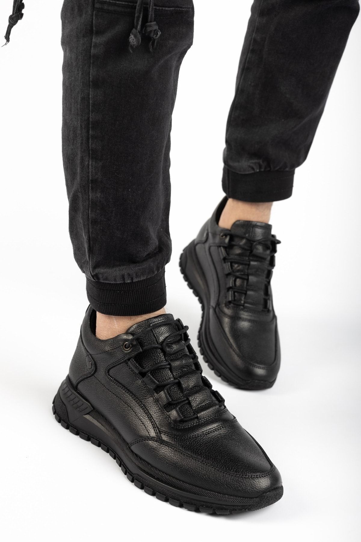 Deripabuc  Hakiki Deri Siyah Erkek Deri Bot Mrd16-102500 - Görsel 3