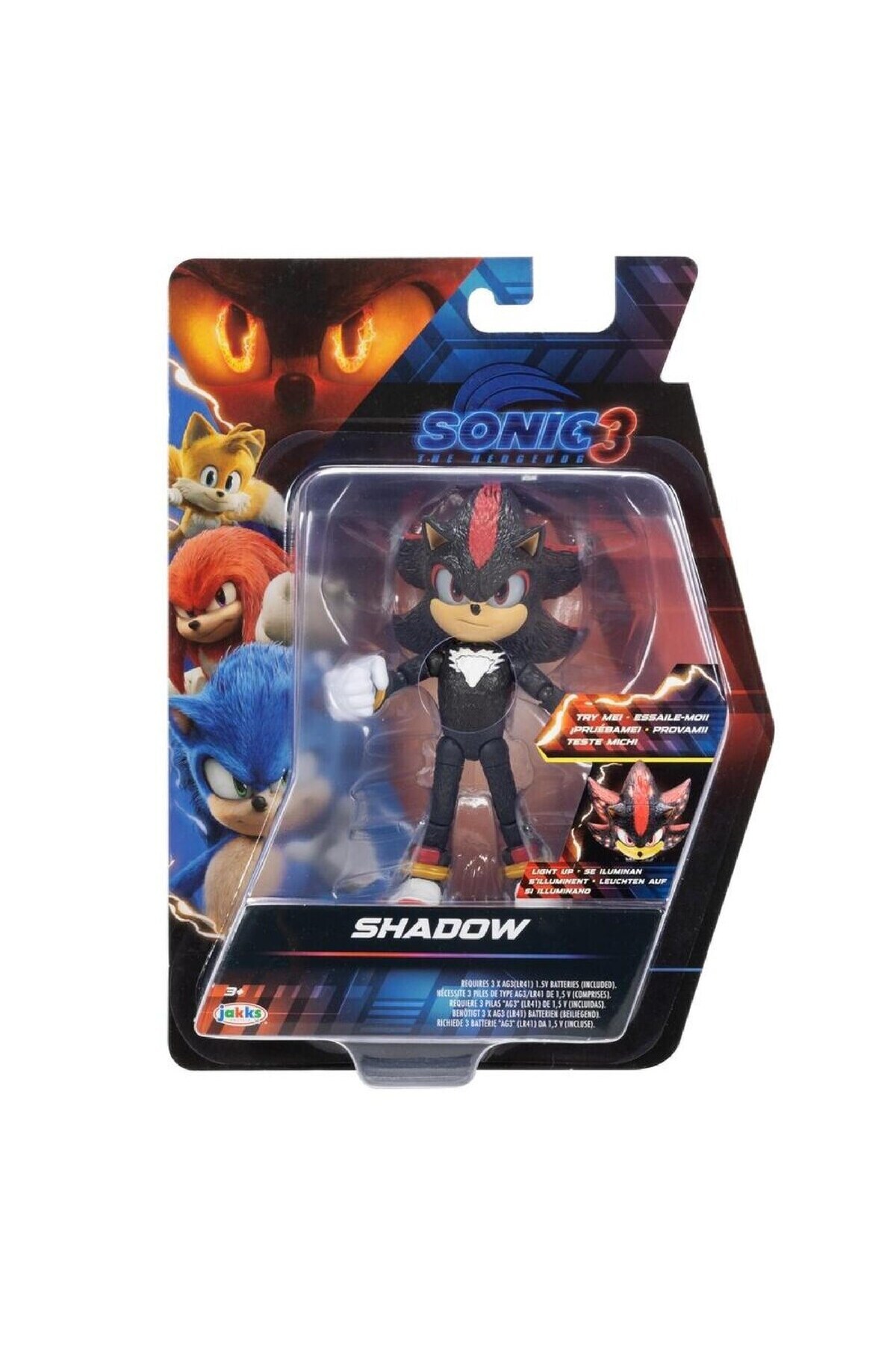 Jakks Pacific Sonic the Hedgehog 3 Işıklı Shadow Aksiyon Figürü