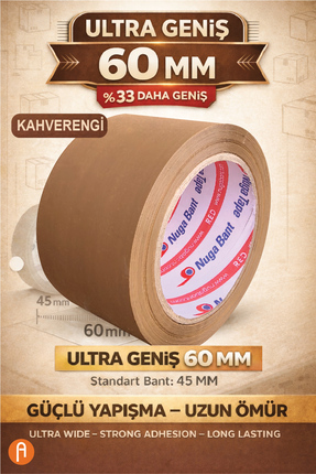 Nuga Bant Geniş Koli Bandı - 60x100 Kahverengi (Taba)-Güçlü ve Dayanıklı-Hotm...