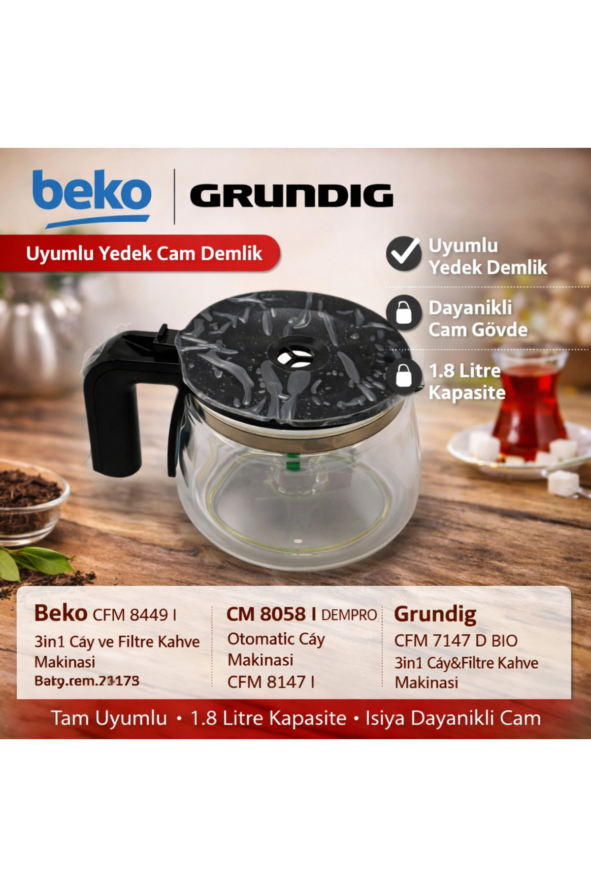 ÖZ BEYAZ EŞYA GRUNDIG CFM 7147 D ÇAY MAKİNASI CAM DEMLİK - Fiyatı