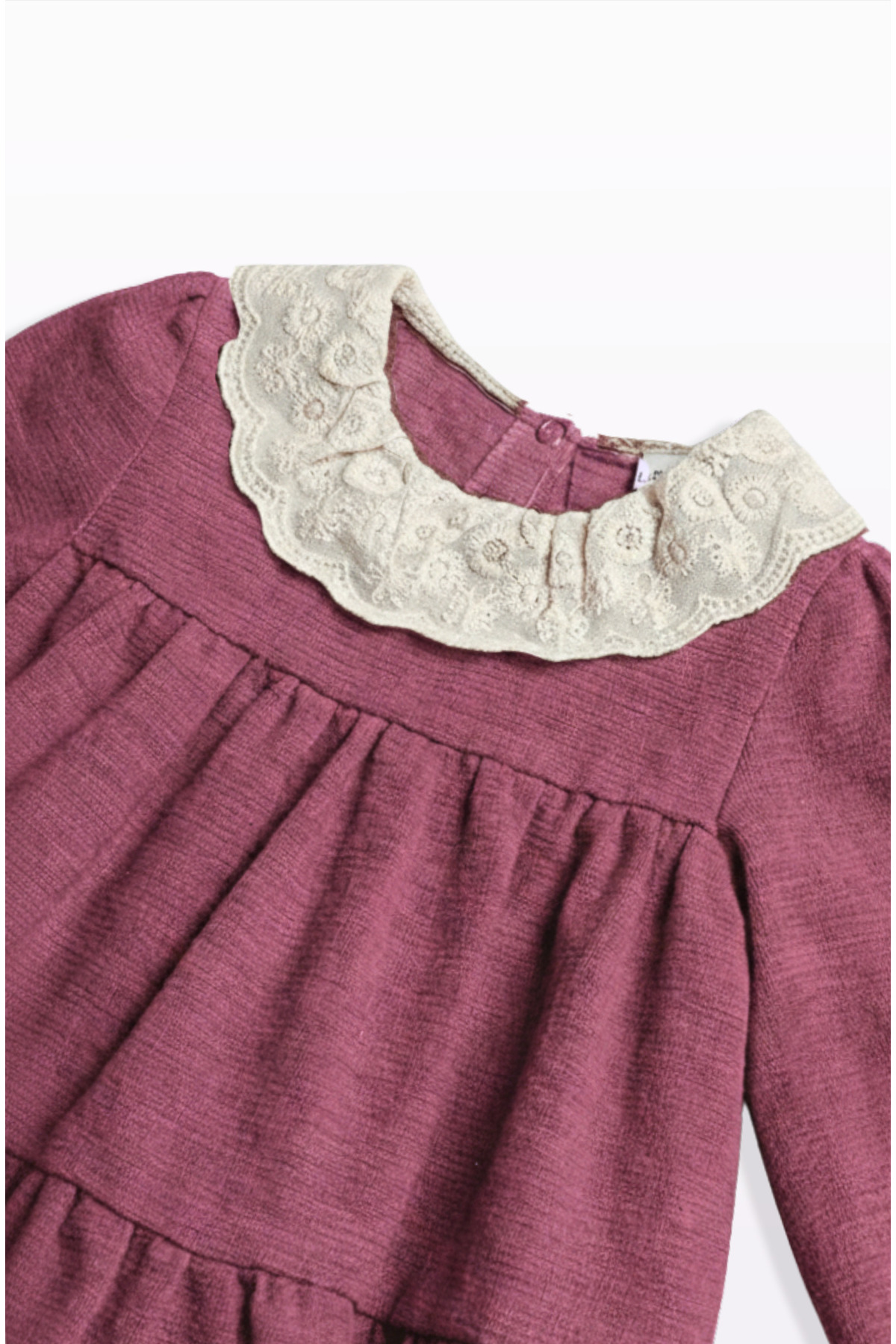 Lamonde Kız Bebek Elbise Fisto Yaka Pamuk 6-9-12-18 Ay fotoğrafı 2 (önizleme)