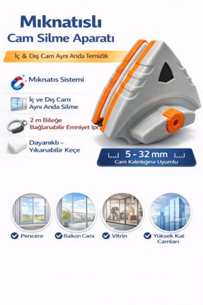 Ekostem Mıknatıslı Çift Cam Ve Pencere Uyumlu Üçgen Model Kademe Ayarlı Cam S...
