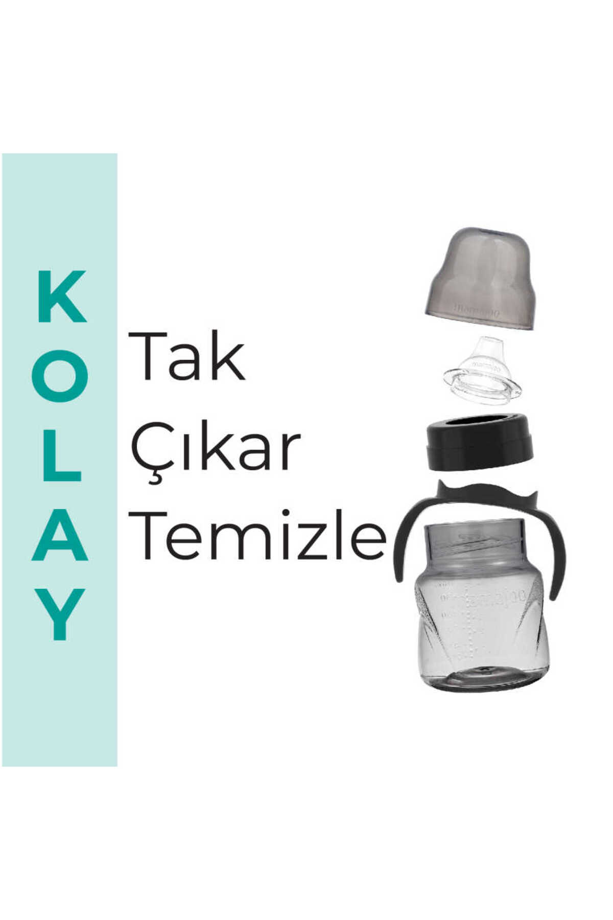 Mamajoo Damlatmaz Eğitici Kulplu Bardak, 160 Ml, Siyah, 6 Ay ,1 Adet fotoğrafı 6 (önizleme)