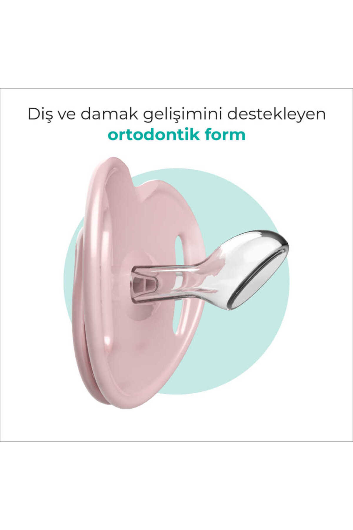 Mamajoo Ortodontik Emzik Seti 6 Ay+ Powder Pink | İkili, Silikon, Damaklı | Sterilizasyon & Saklama fotoğrafı 4 (önizleme)