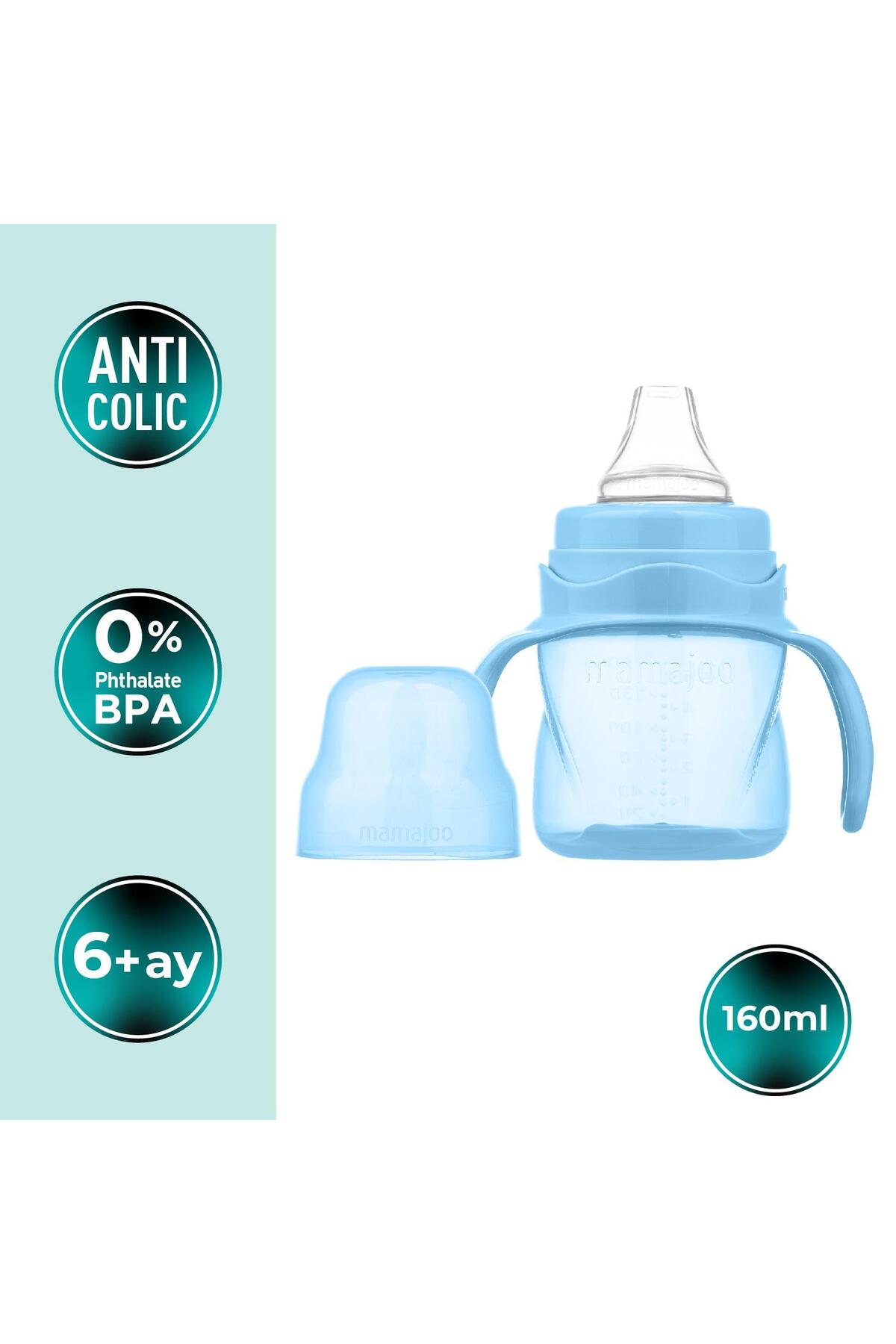 Mamajoo Antikolik Akıtmaz Alıştırma Bardağı 160 ml Powder Blue, 6 Ay+ fotoğrafı 2 (önizleme)