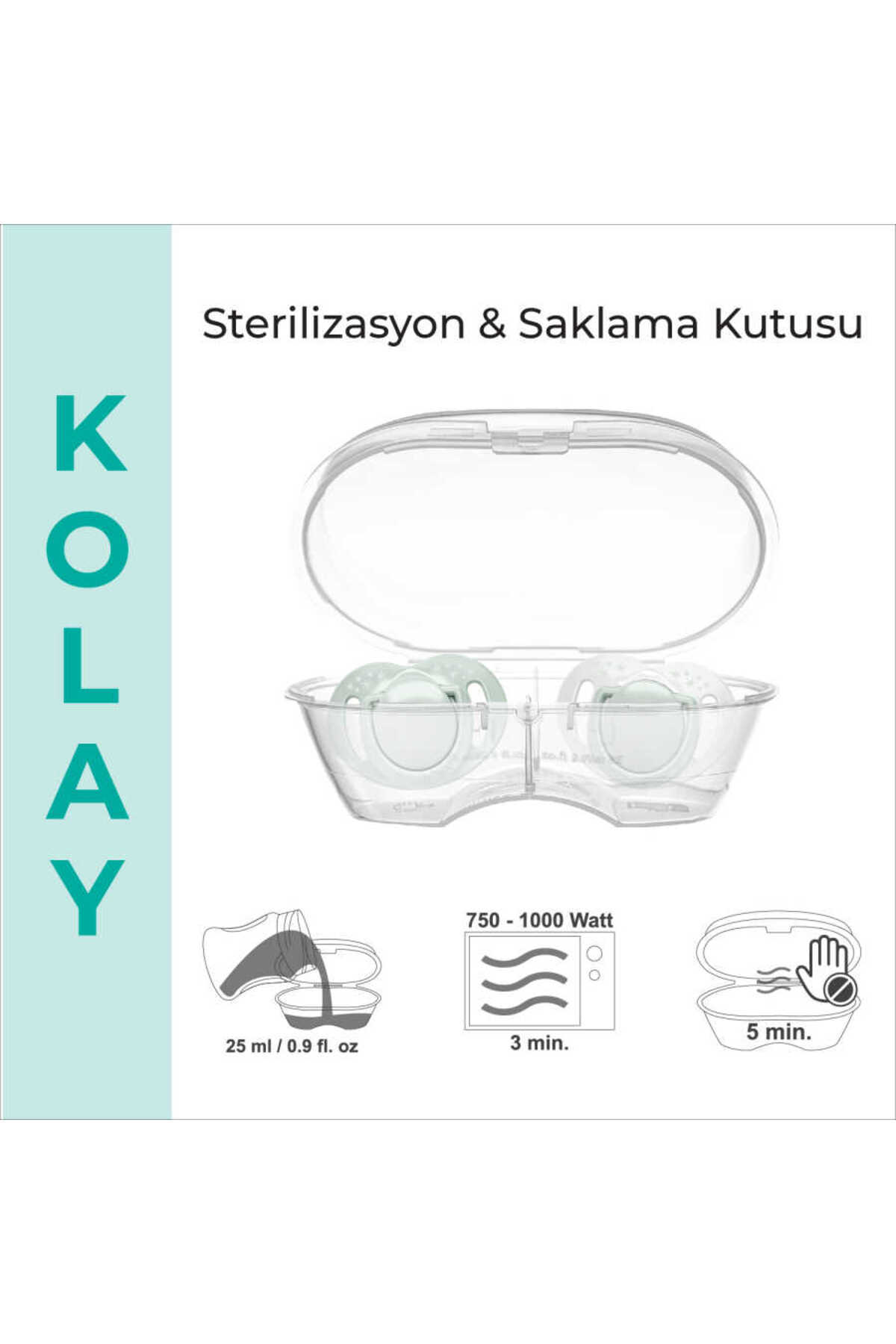 Mamajoo Ortodontik Emzik Seti 12 Ay+ Powder Green | İkili, Silikon, Damaklı | Sterilizasyon & Saklam fotoğrafı 6 (önizleme)