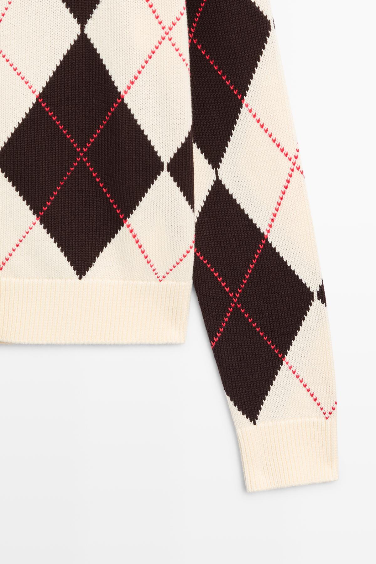 Massimo Dutti  Pamuklu baklava desenli hırka - Görsel 7