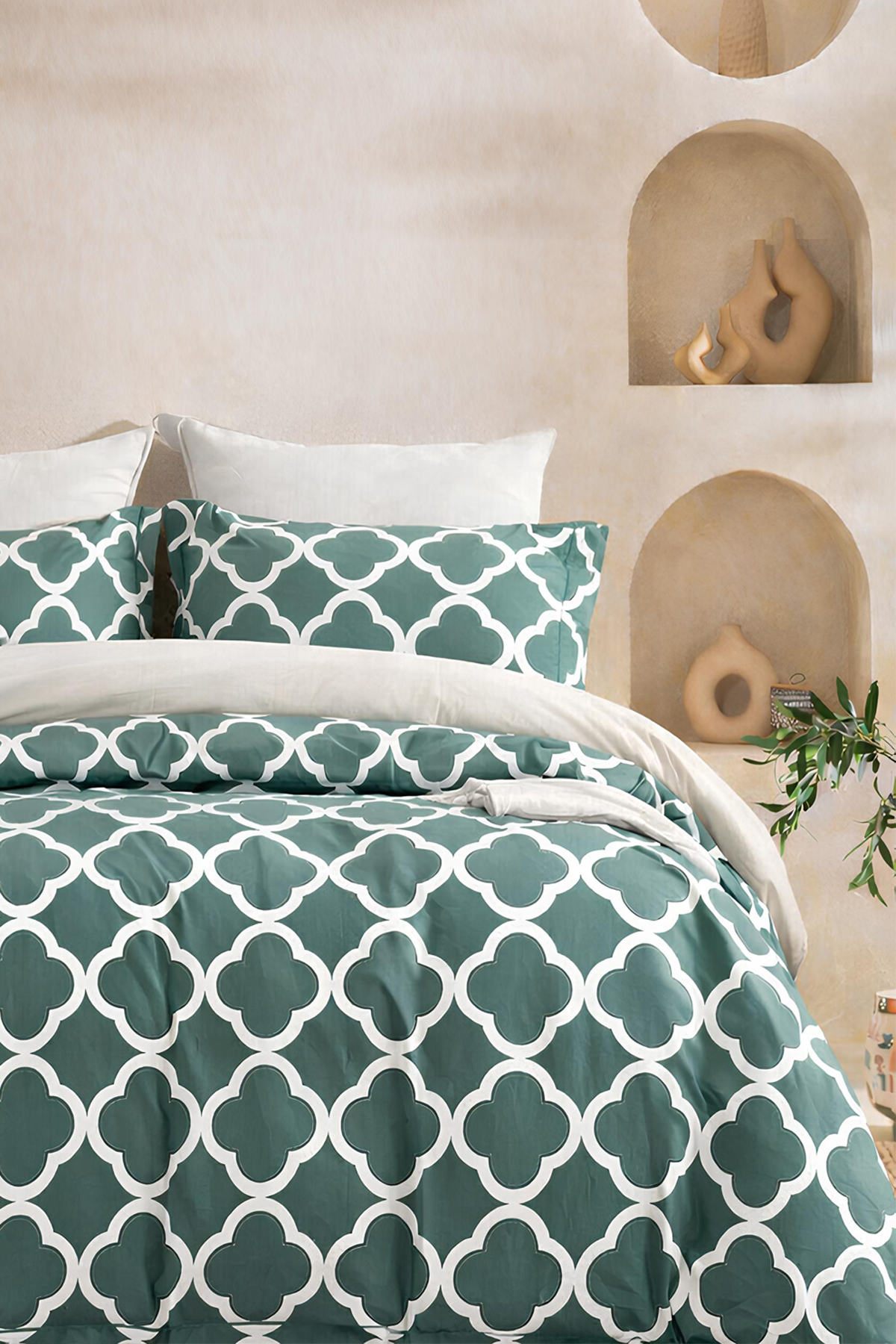 İQON Lastikli Çarşaflı Nevresim Takımı Çift Kişilik PETEK PETROL fotoğrafı 3 (önizleme)