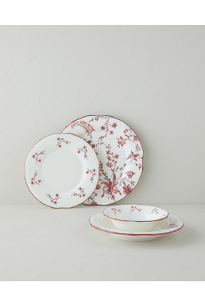 English Home Plantopia Porselen Yemek Takımı 24 Parça 6 Kişilik Bordo