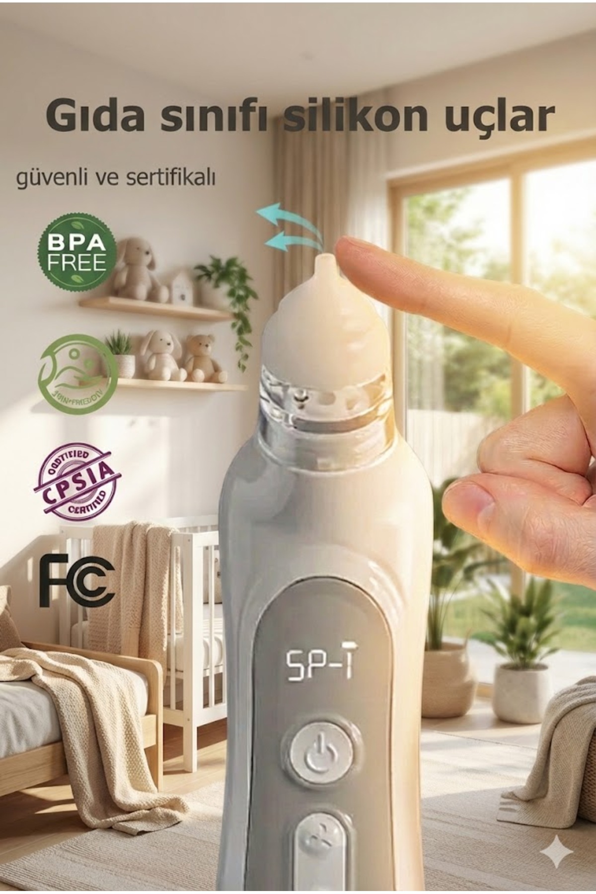 Babyhope H-031 - 5 Kademeli Elektrikli Bebek & Çocuk Burun Aspiratörü | 0-12 Yaş Uyumlu Temizleme Cihazı fotoğrafı 6 (önizleme)