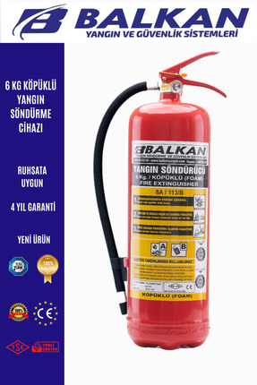 Balkan Ticaret 6 KG RUHSATA UYGUN 4 YIL KÖPÜKLÜ YANGIN TÜPÜ