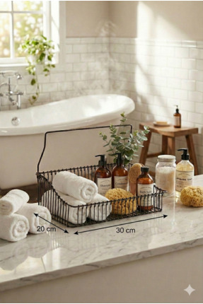 Hagen 30*20 Çok Amaçlı Sepet Siyah Mutfak Banyo Sepeti