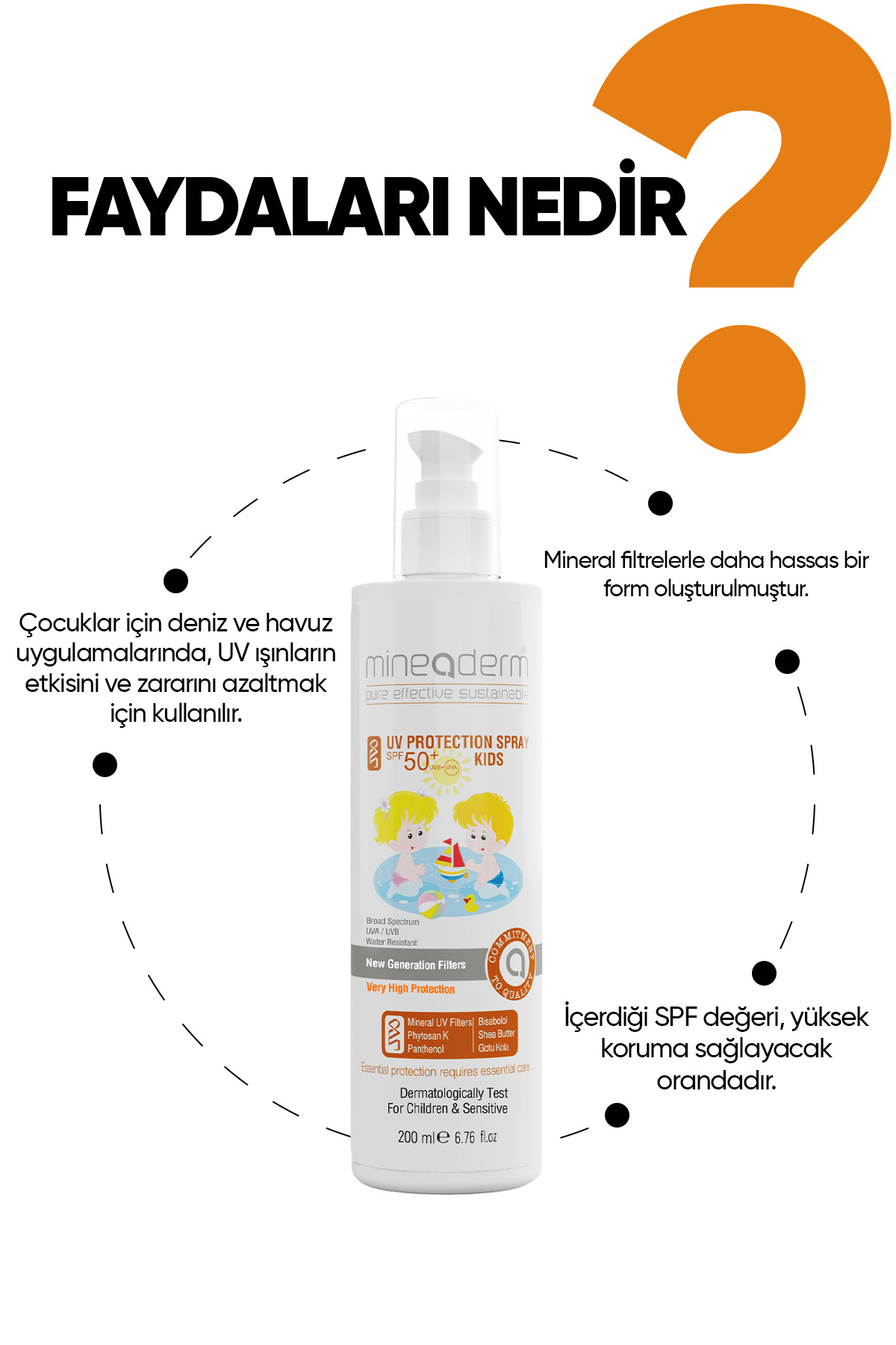 mineaderm Mineral Filtre Içeren Pediatrik Güneş Bakım Kremi/uv Protection&hydration Kıds Spray Spf50+ fotoğrafı 2 (önizleme)