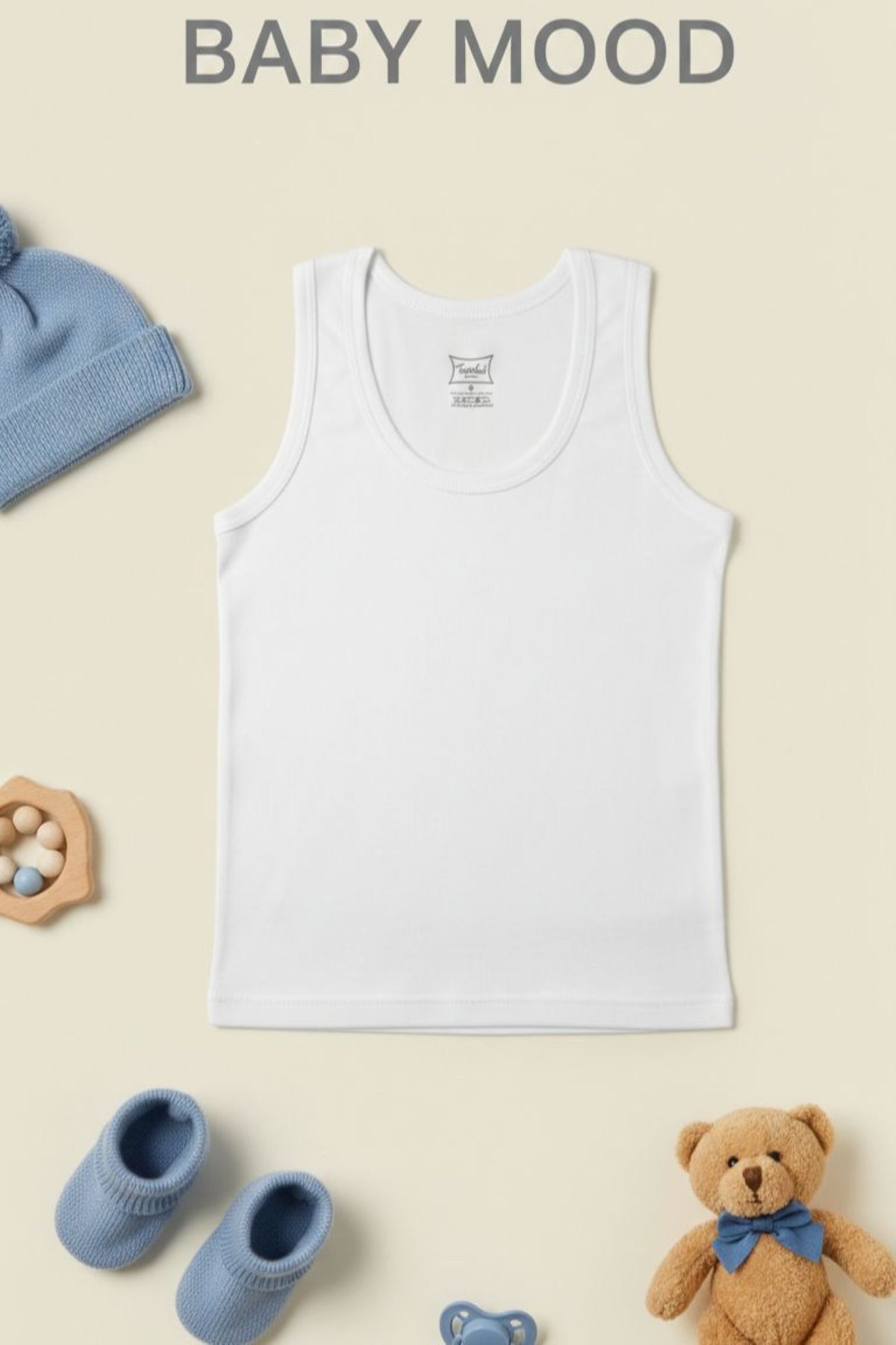 Tutku 5'li Paket %100 Pamuklu Erkek Bebek Beyaz Atlet Seti - Bebek İç Giyim fotoğrafı 3 (önizleme)