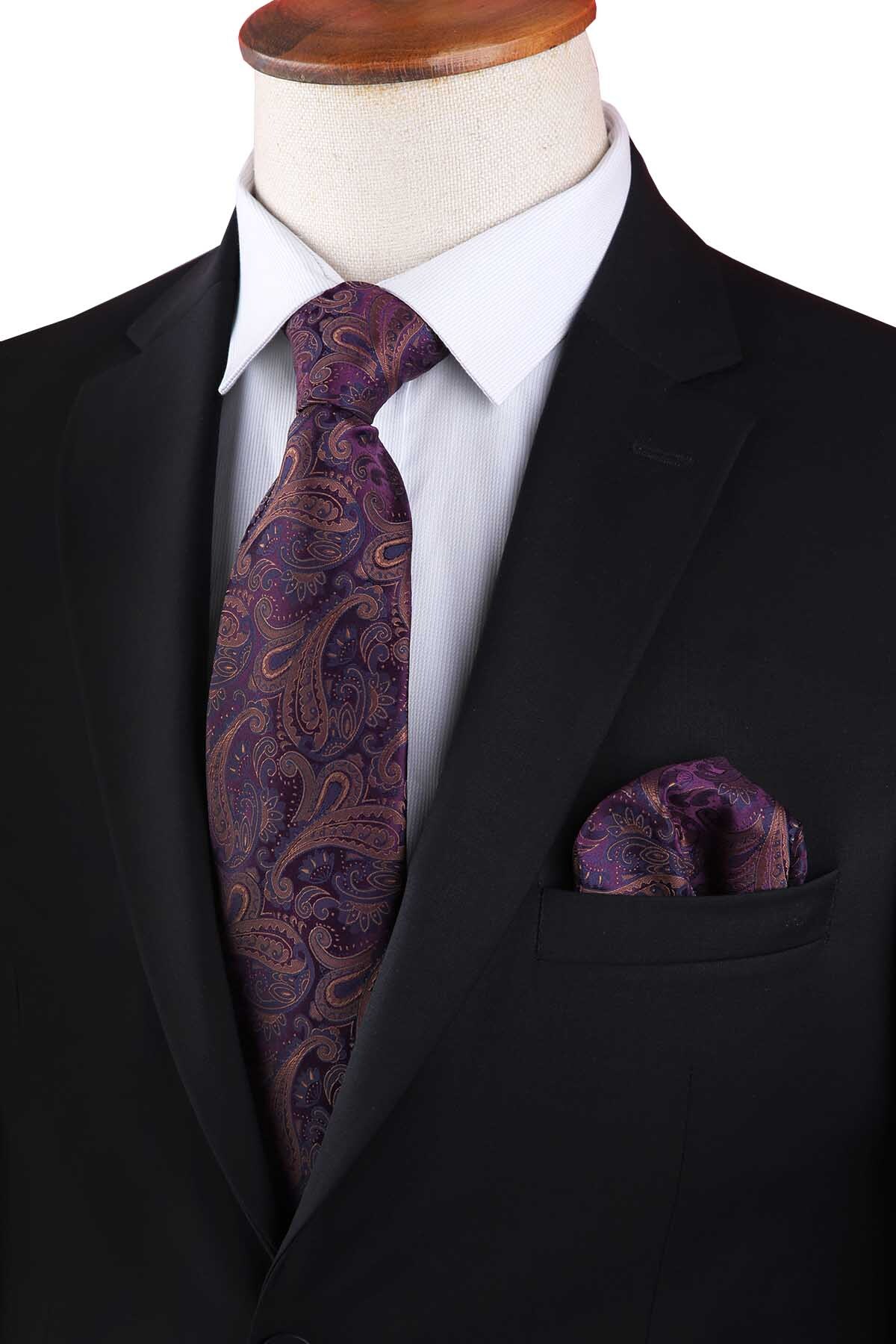  کراوات کلاسیک طرح آلو با دستمال جیبی KK13127