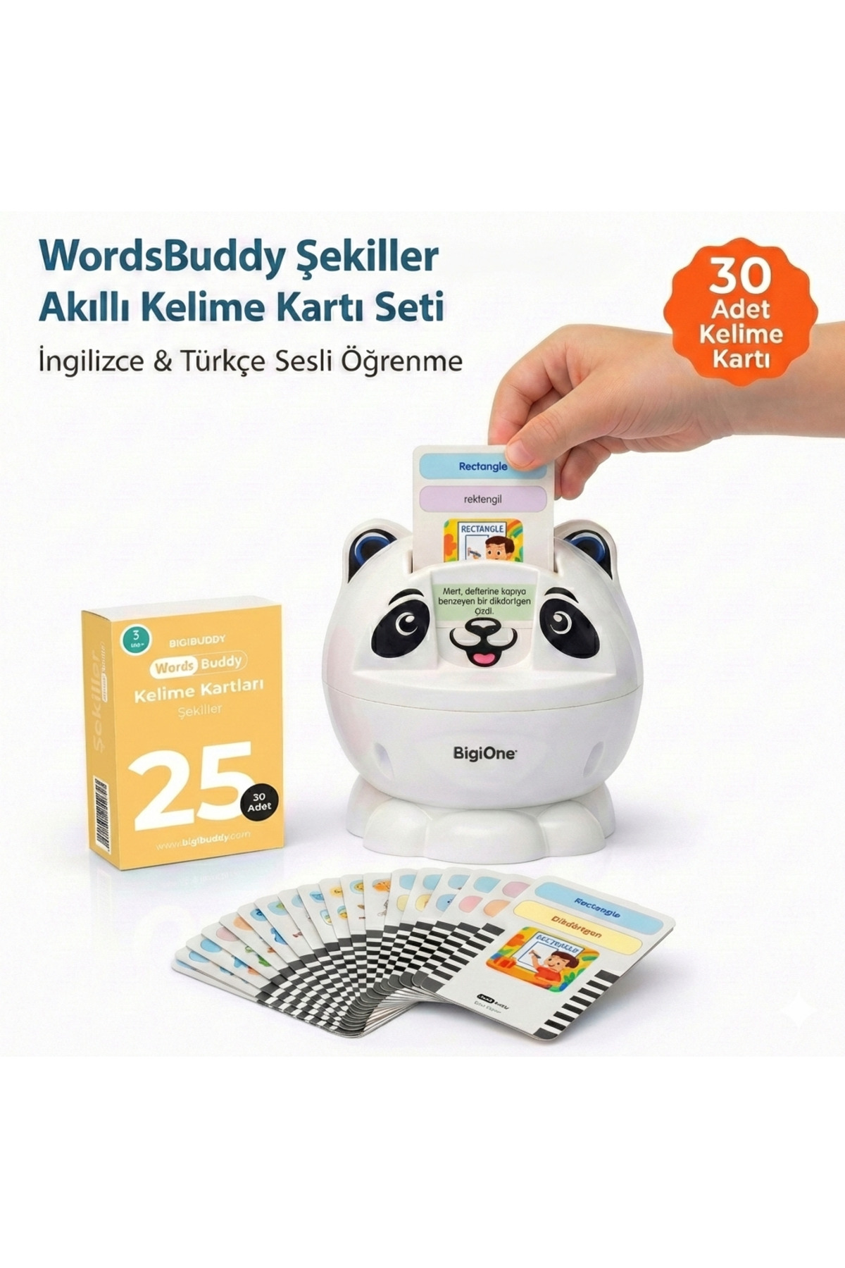 Bigibuddy İngilizce Türkçe Eğitici Sesli Kelime Kartı WordsBuddy Şekiller 25 (BigiOne İle Çalışır) fotoğrafı 2 (önizleme)