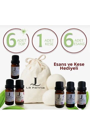 LaPatria 6 Adet Xxxl Yün Çamaşır Kurutma Makinesi Topu - 6 Adet Esansiyel uçu...