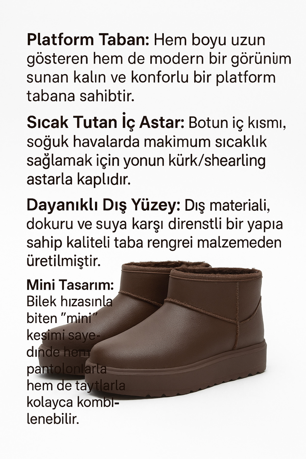 LastStep ultra mini platform bot sus tutmaz yüzeyi içi yünlü artık ayaklarınız daha rahat ve sıcak Kalıcak