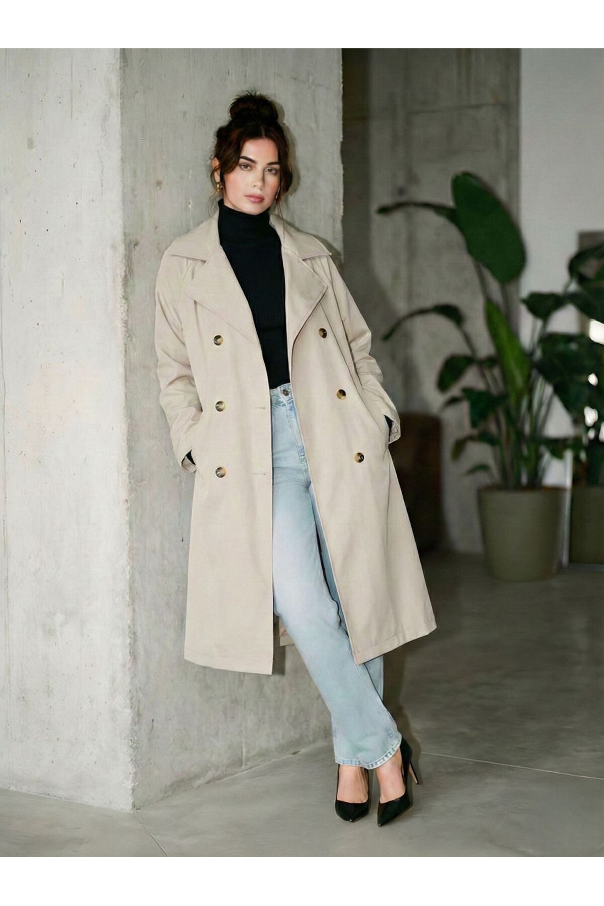 Ceylen Yeni Sezon Kuşaklı Oversize Trençkot