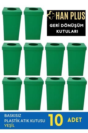 HAN PLUS Geri Dönüşüm Kutusu, Baskısız 10'lu Paket (YEŞİL)