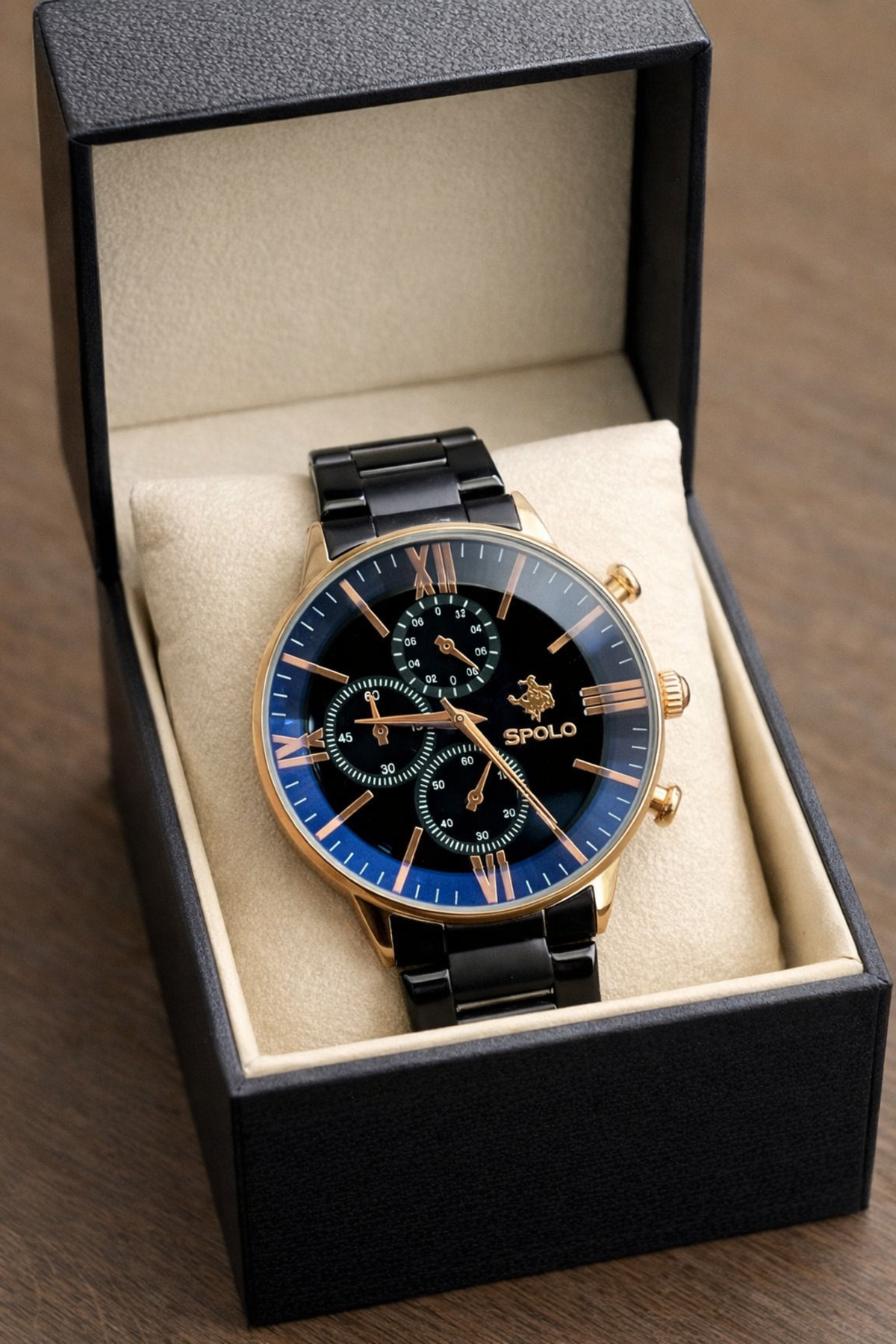 S.POLO  Yeni Sezon siyah Renk Metal Kordon Erkek Kol Saati Bileklik Hediyeli Babalar Günü Hediyesi